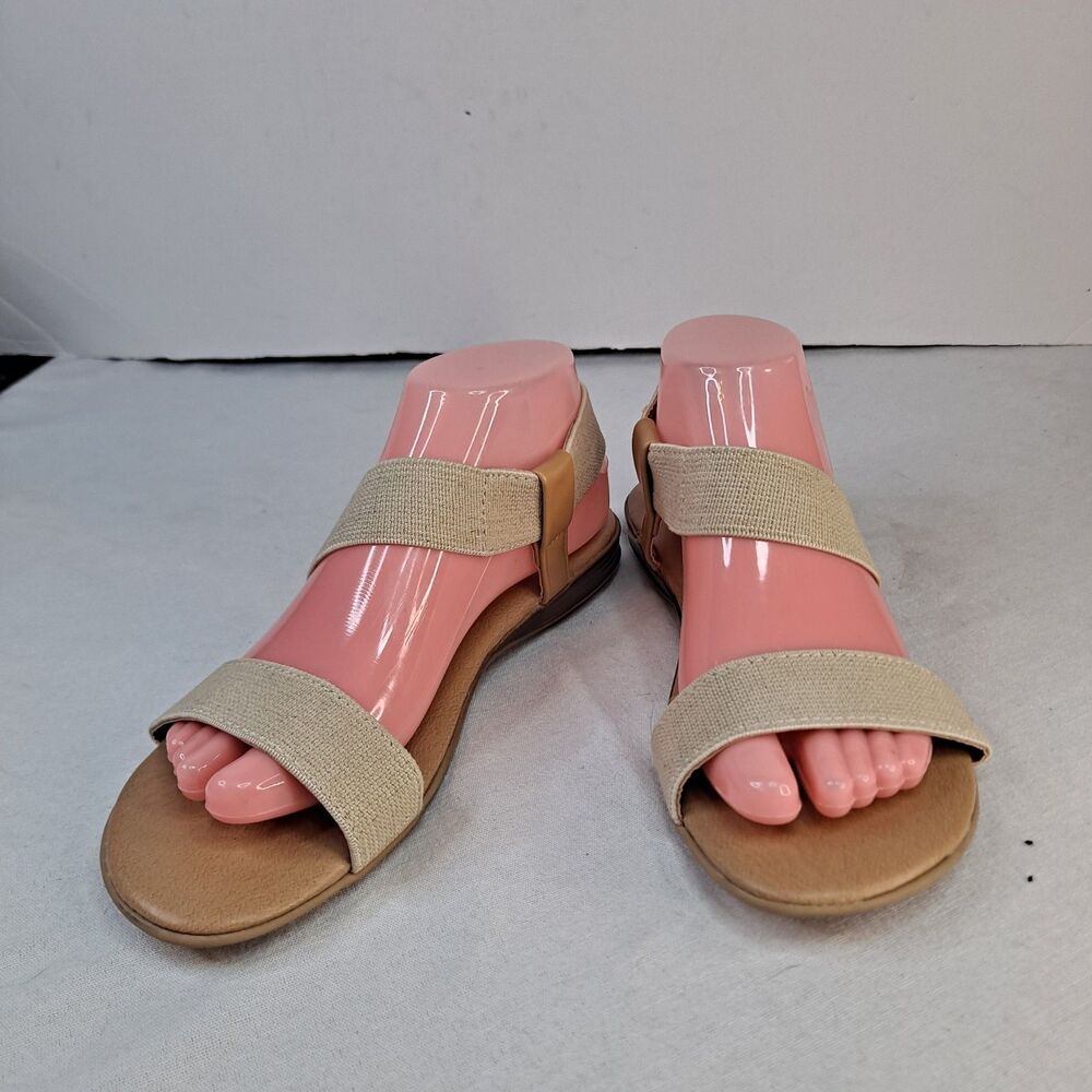 Kensie Byrum Sandals Womens 9M Tan Stretch Multi Band Small Wood Wedge